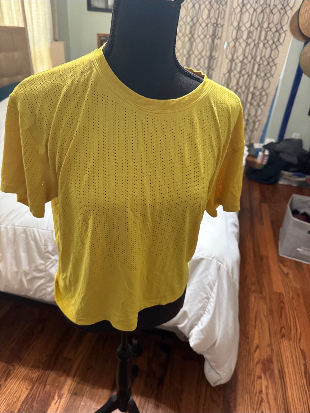 lululemon athletica Bright Yellow Perforated Short Sleeve Tee